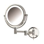 Jerdon® Halo Lighted Wall Mount Mirror, 1x/8x Magnification, 8.5" Diameter, 13.5" Ext, Chrome